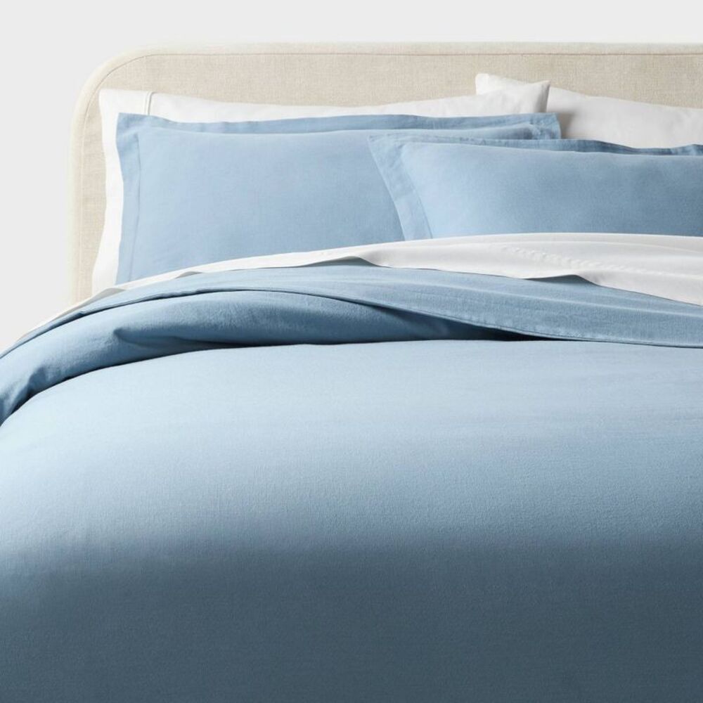 Threshold - King Casual Textured Cotton Duvet Cover and Sham S Blue